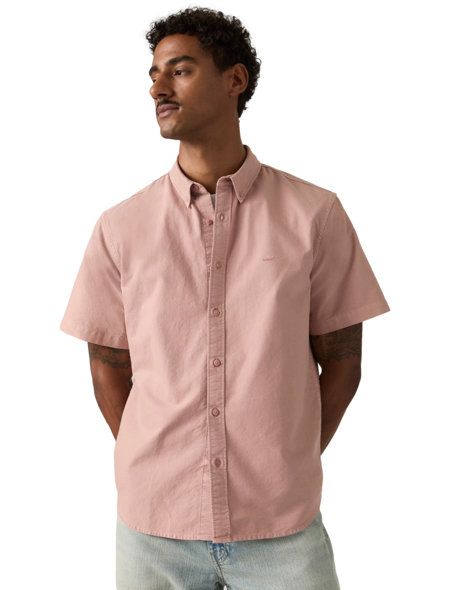 Camisa casual de algodón manga corta para hombre