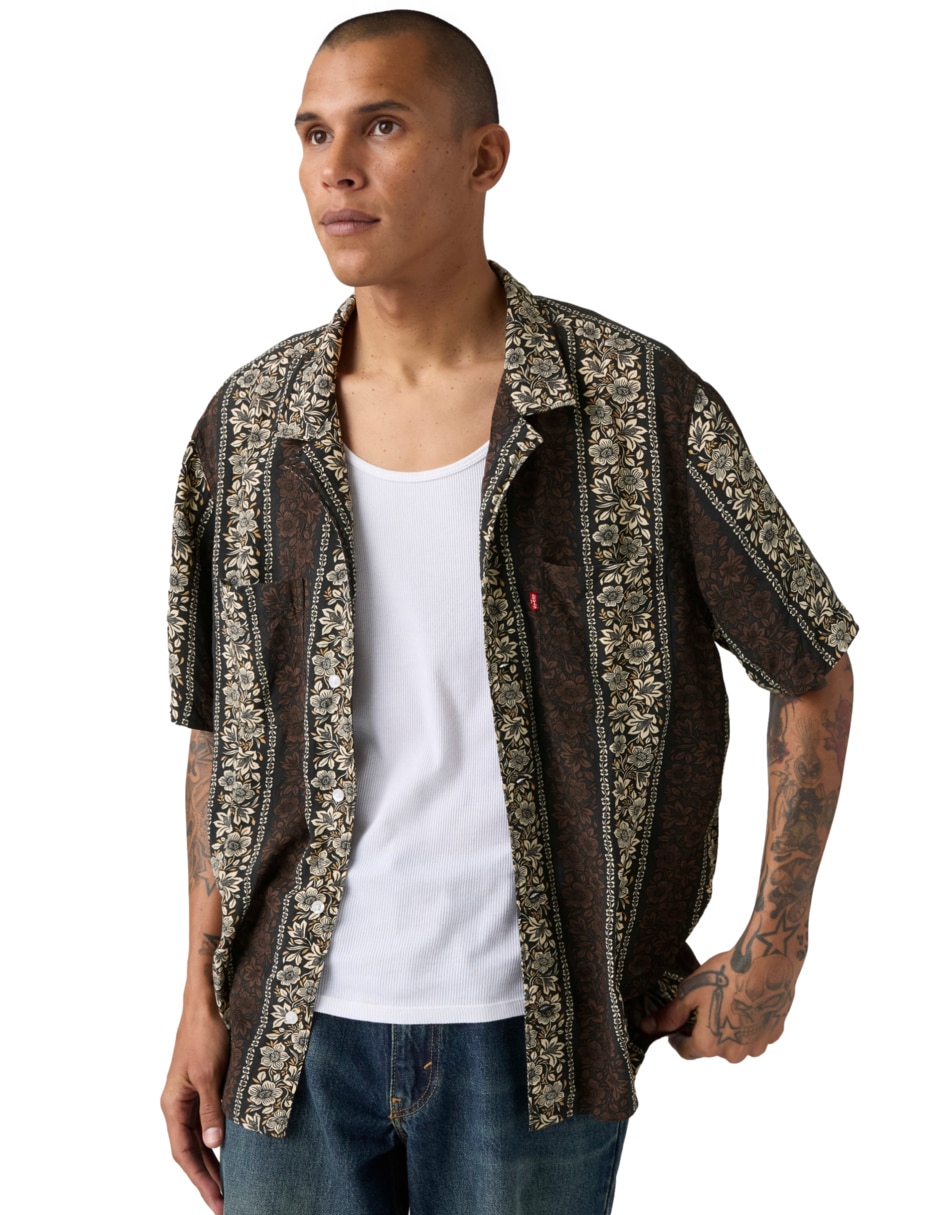 Camisa casual de algodón manga corta para hombre