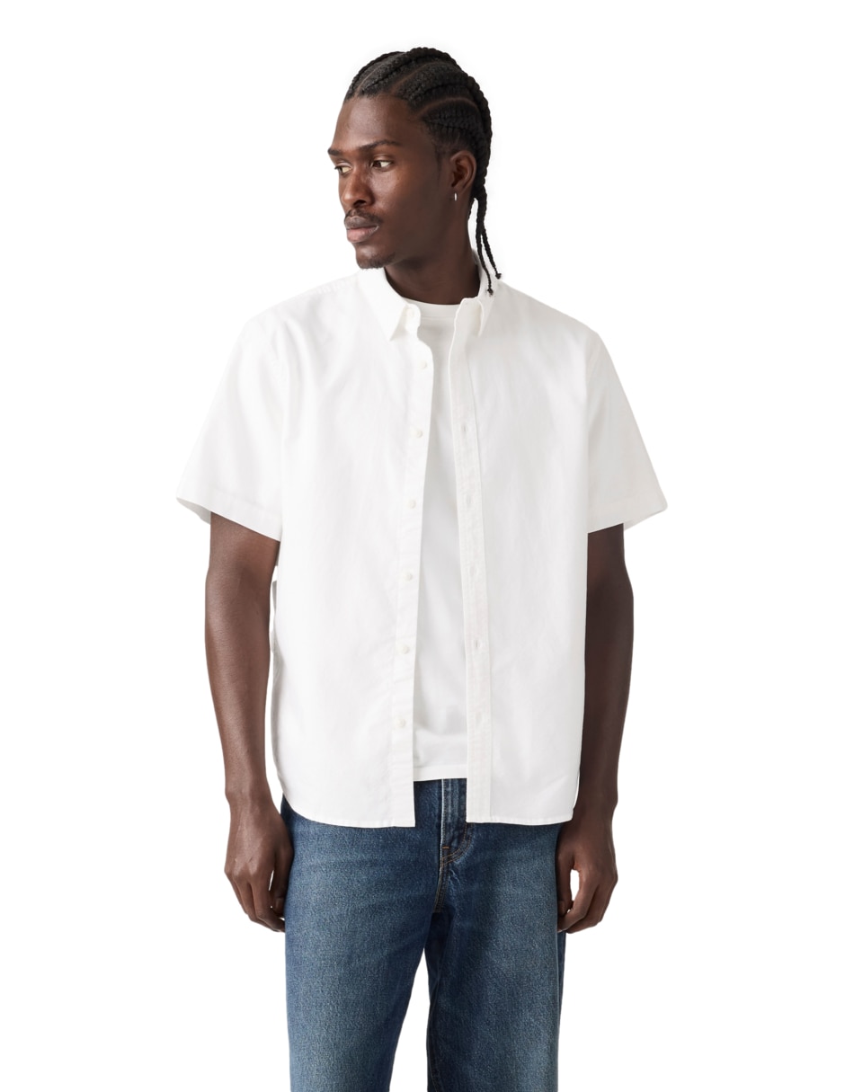 Camisa casual de algodón manga corta para hombre