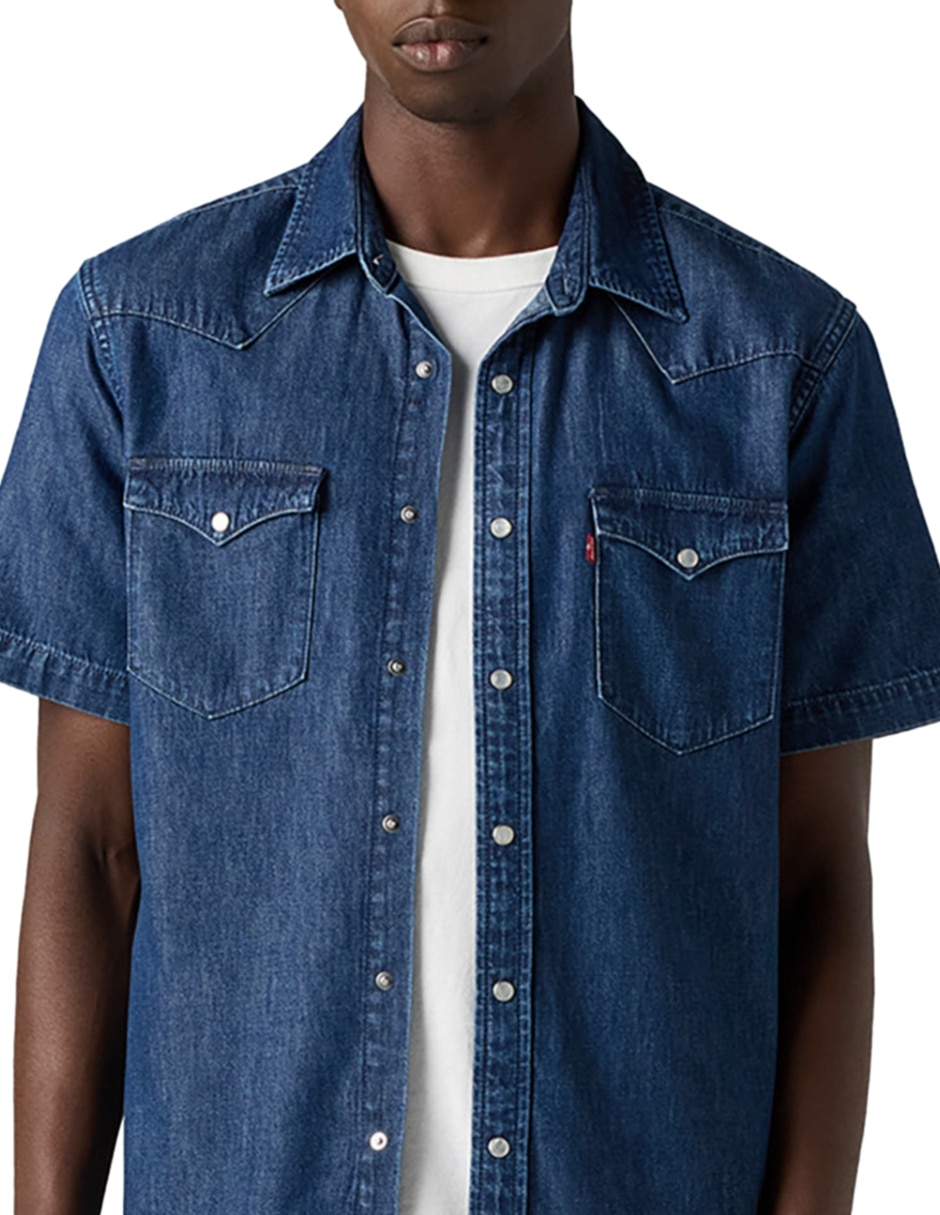 Camisa casual de algodón manga corta para hombre