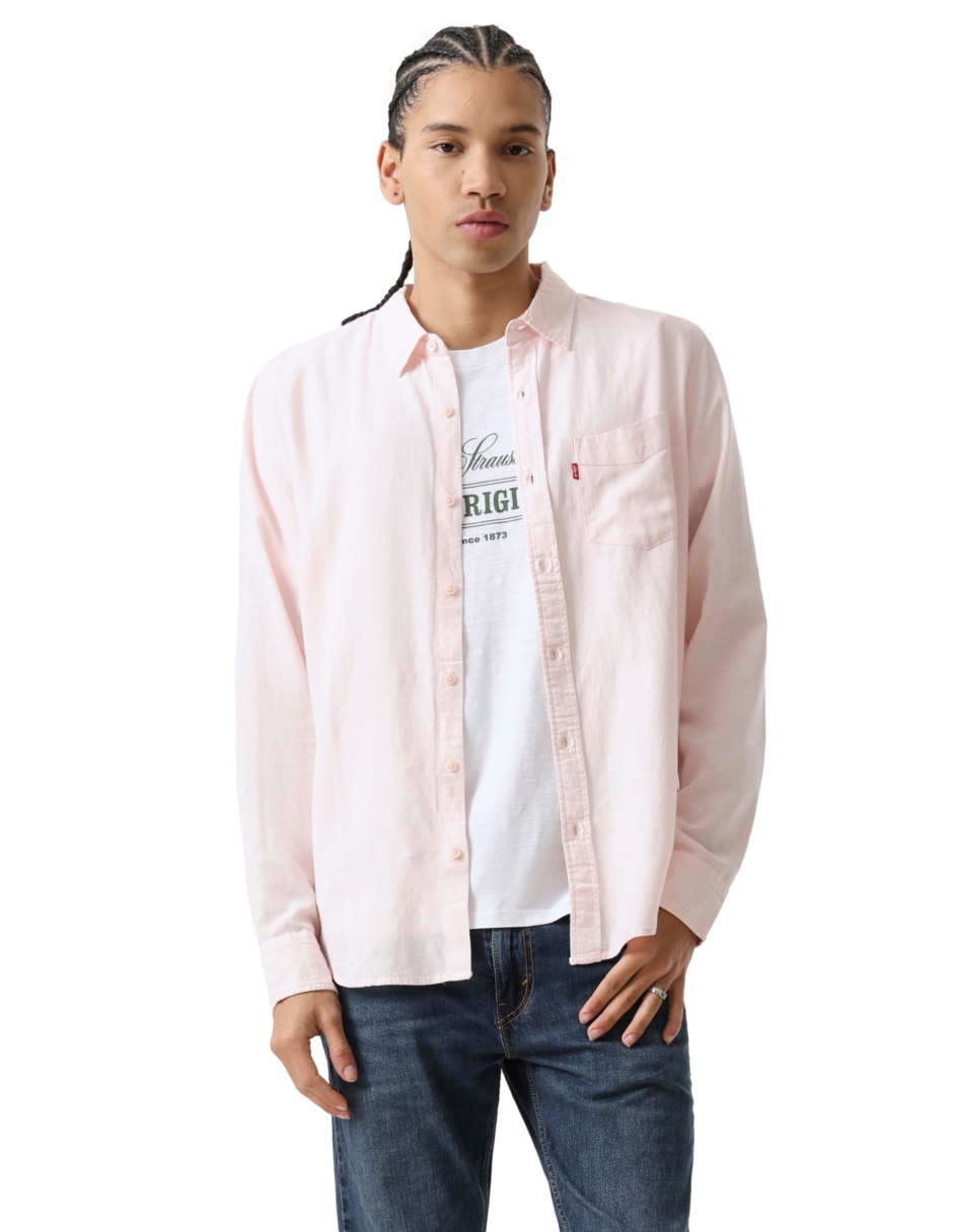 Camisa casual de algodón manga larga para hombre Camisa casual de algodón manga larga para hombre