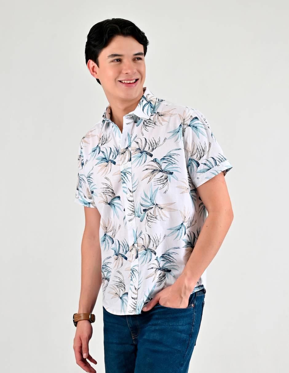Camisa casual de algodón manga corta para hombre