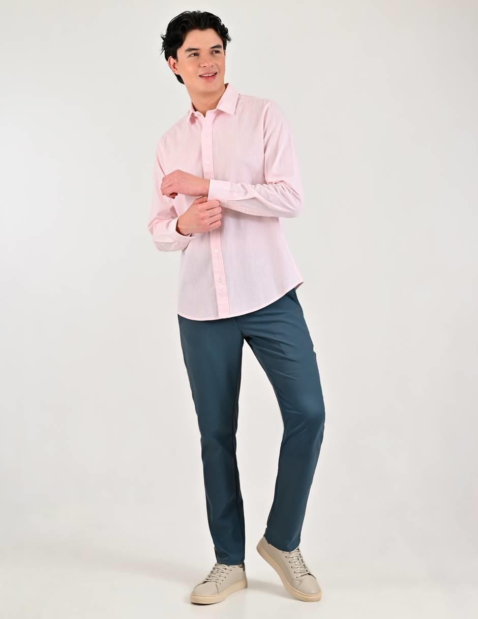 Camisa casual de algodón manga larga para hombre
