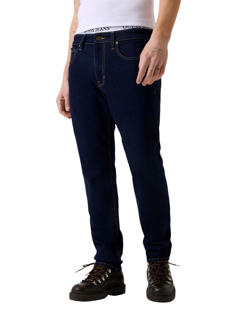 Jeans straight lavado obscuro para hombre 2