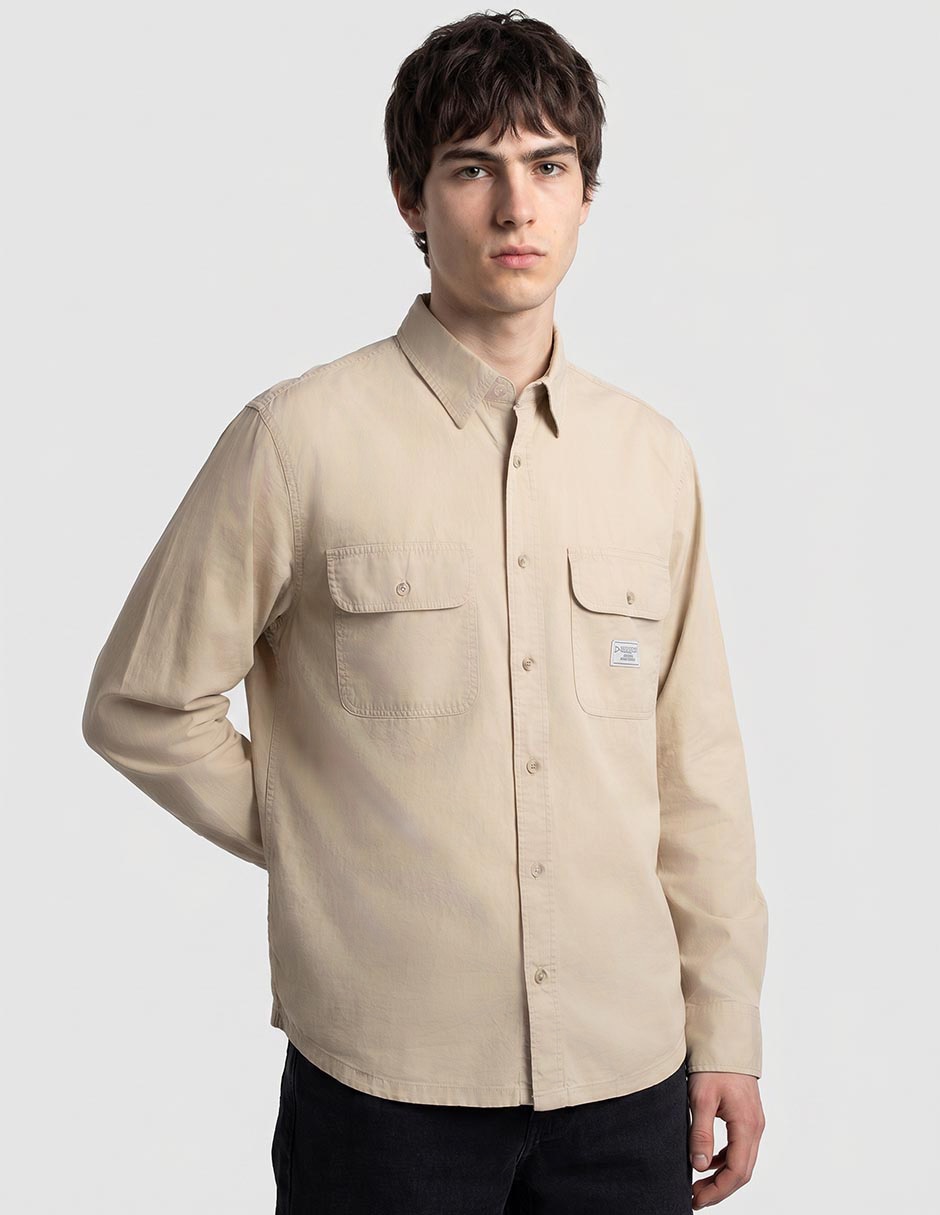 Camisa casual Guess Jeans de algodón manga larga para hombre