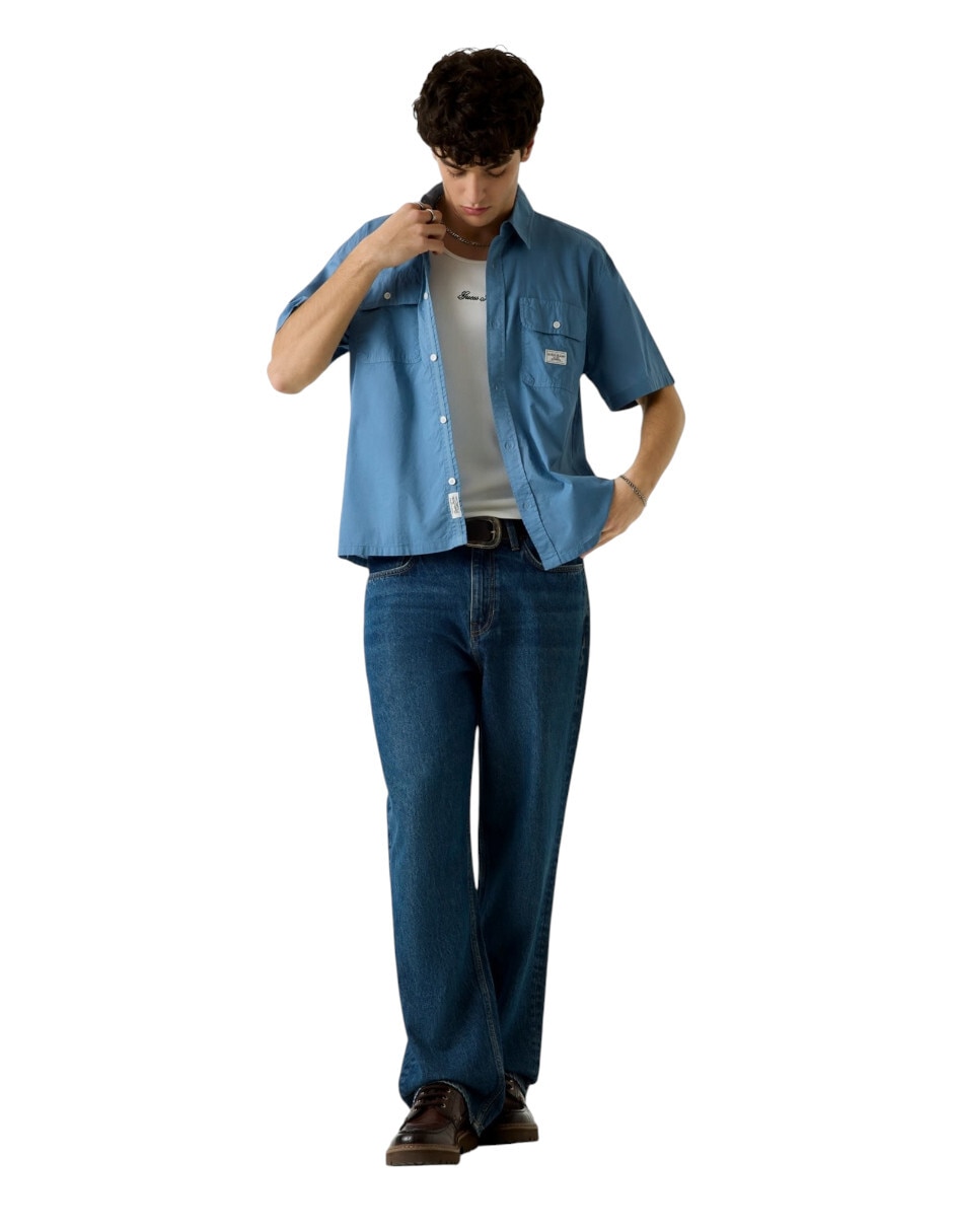 Camisa casual Guess Jeans de algodón manga corta para hombre