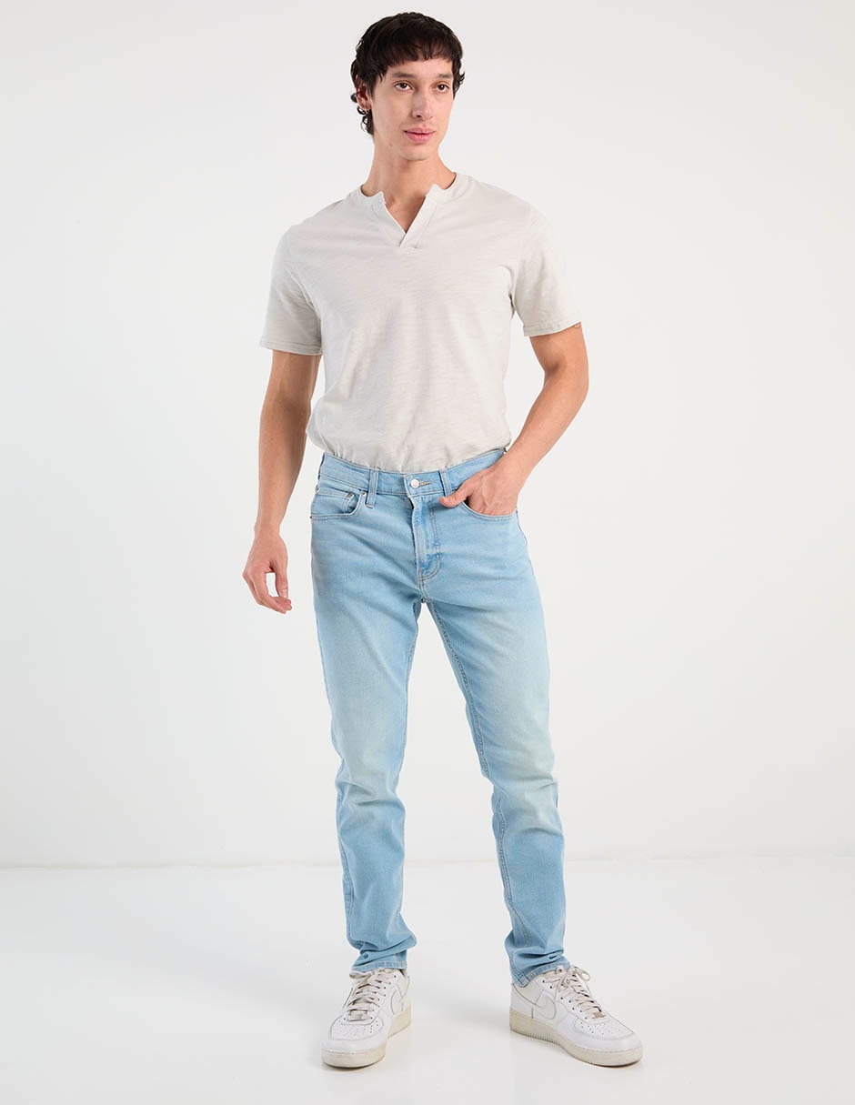 Jeans skinny lavado claro para hombre 2
