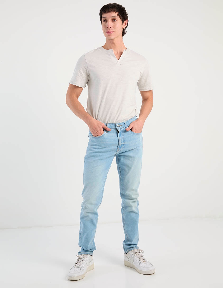 Jeans skinny lavado claro para hombre 3