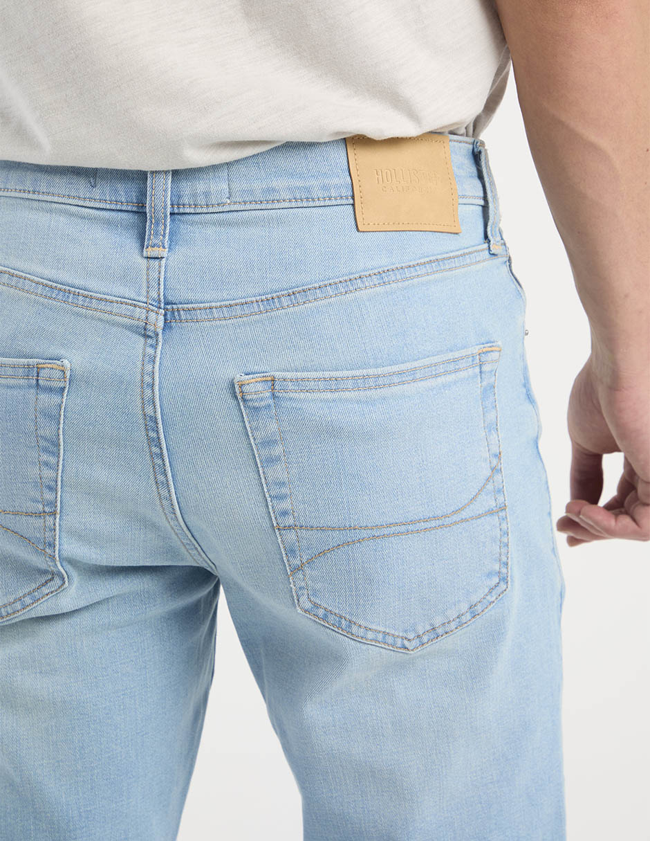 Jeans skinny lavado claro para hombre 5