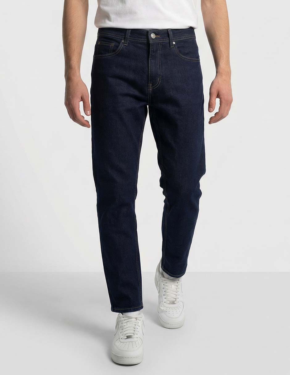 Jeans straight lavado obscuro para hombre 1