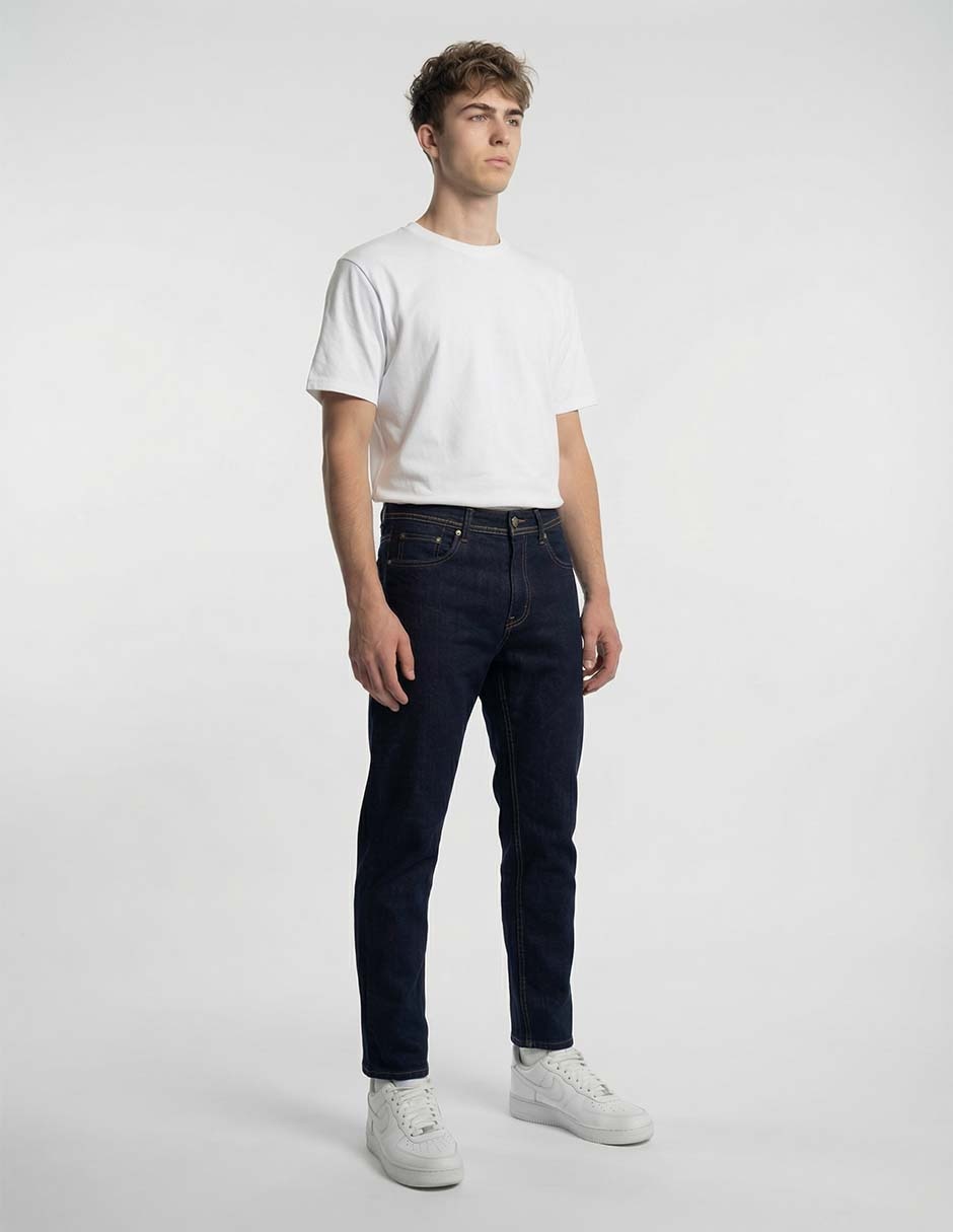 Jeans straight lavado obscuro para hombre 6