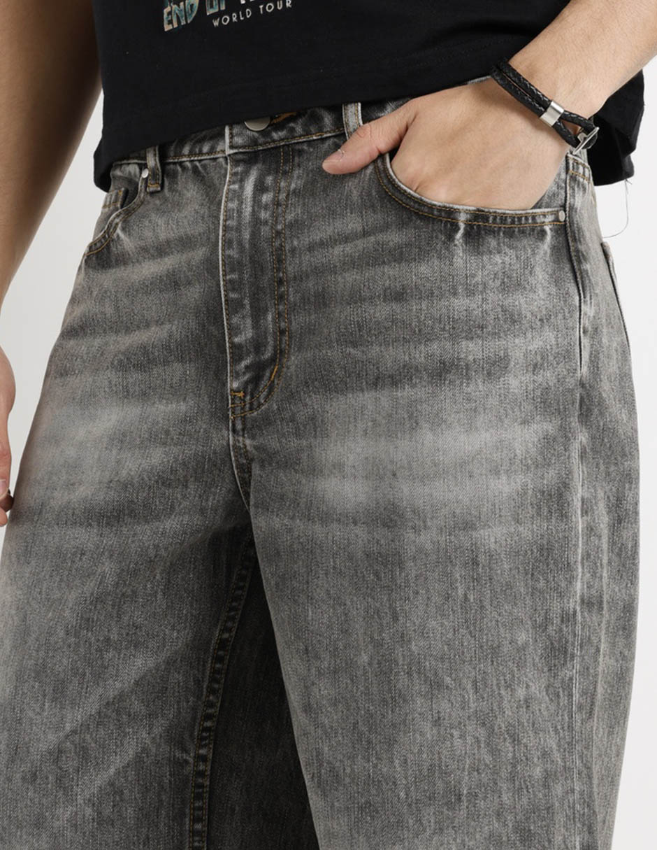 Jeans baggy lavado stone wash para hombre 9