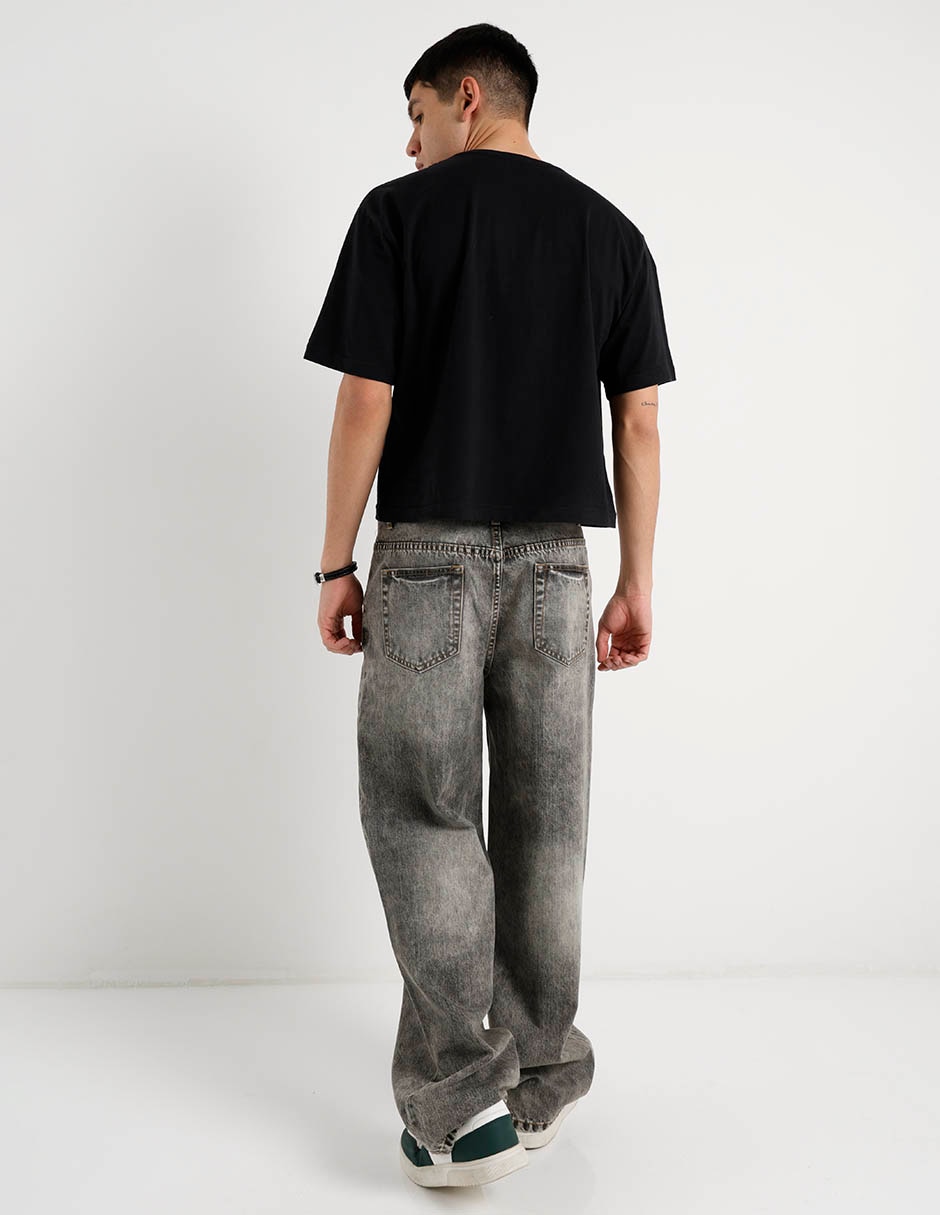 Jeans baggy lavado stone wash para hombre 11