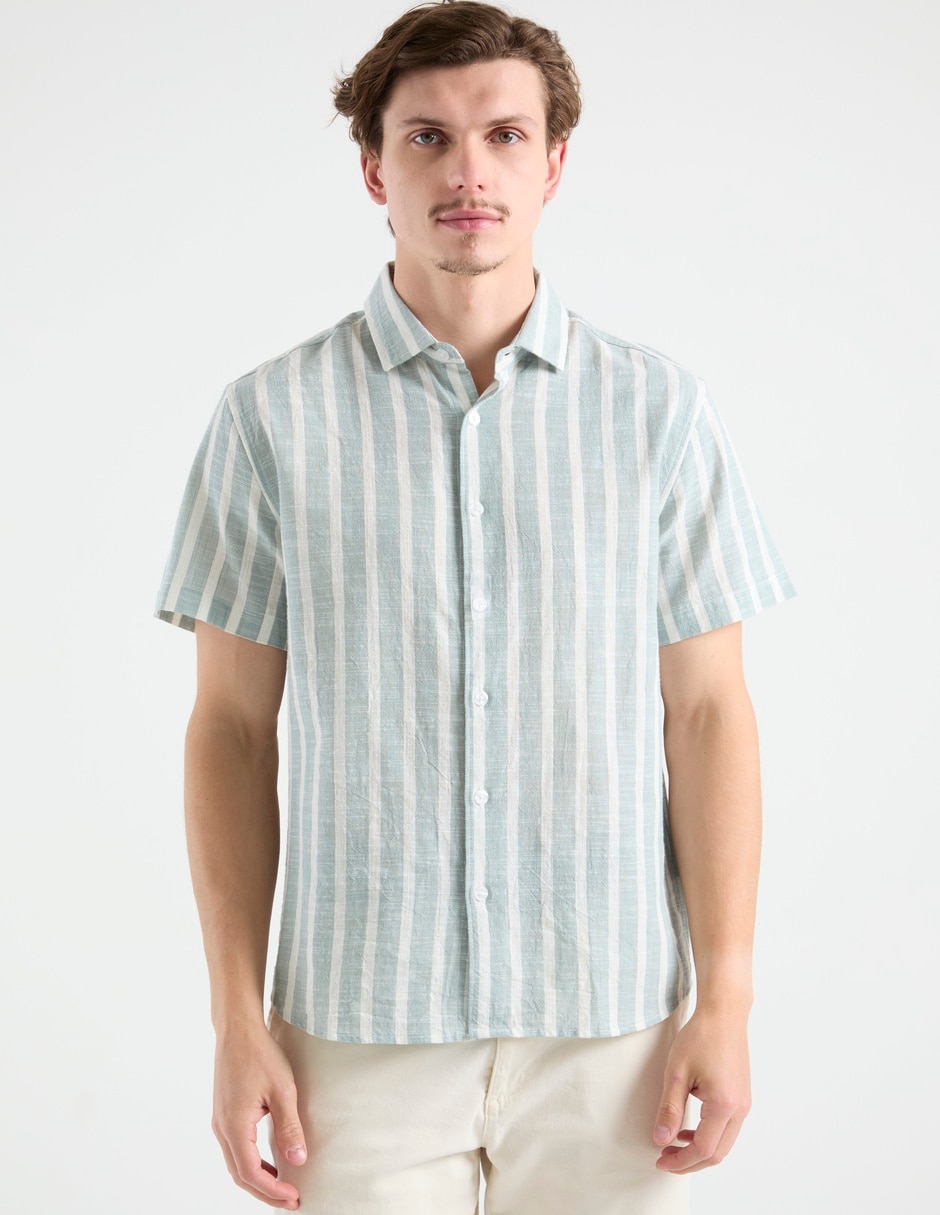 Camisa casual de algodón manga corta para hombre 5