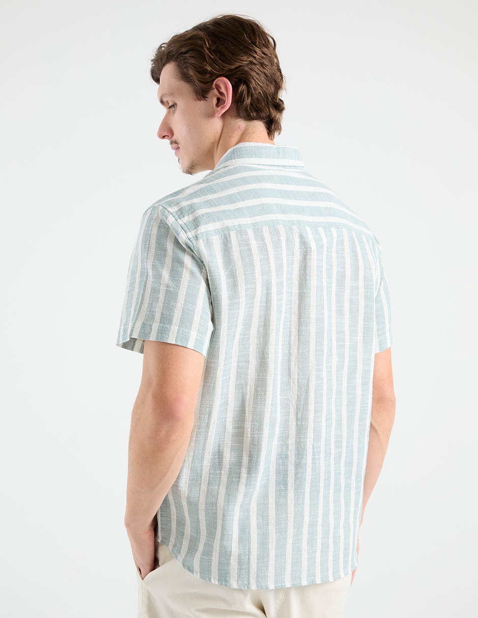 Camisa casual de algodón manga corta para hombre 6