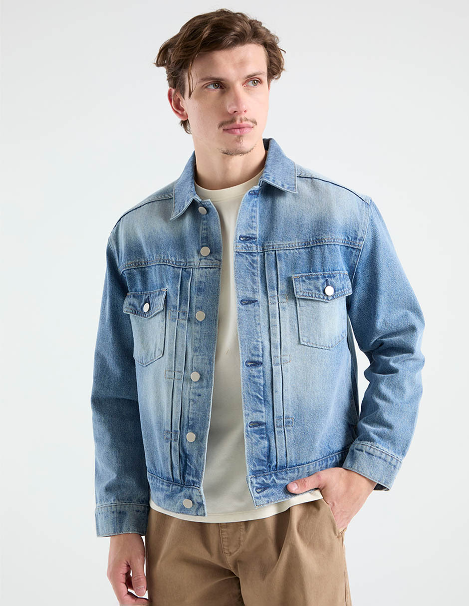 Chamarra denim con bolsillos para hombre Chamarra denim con bolsillos para hombre
