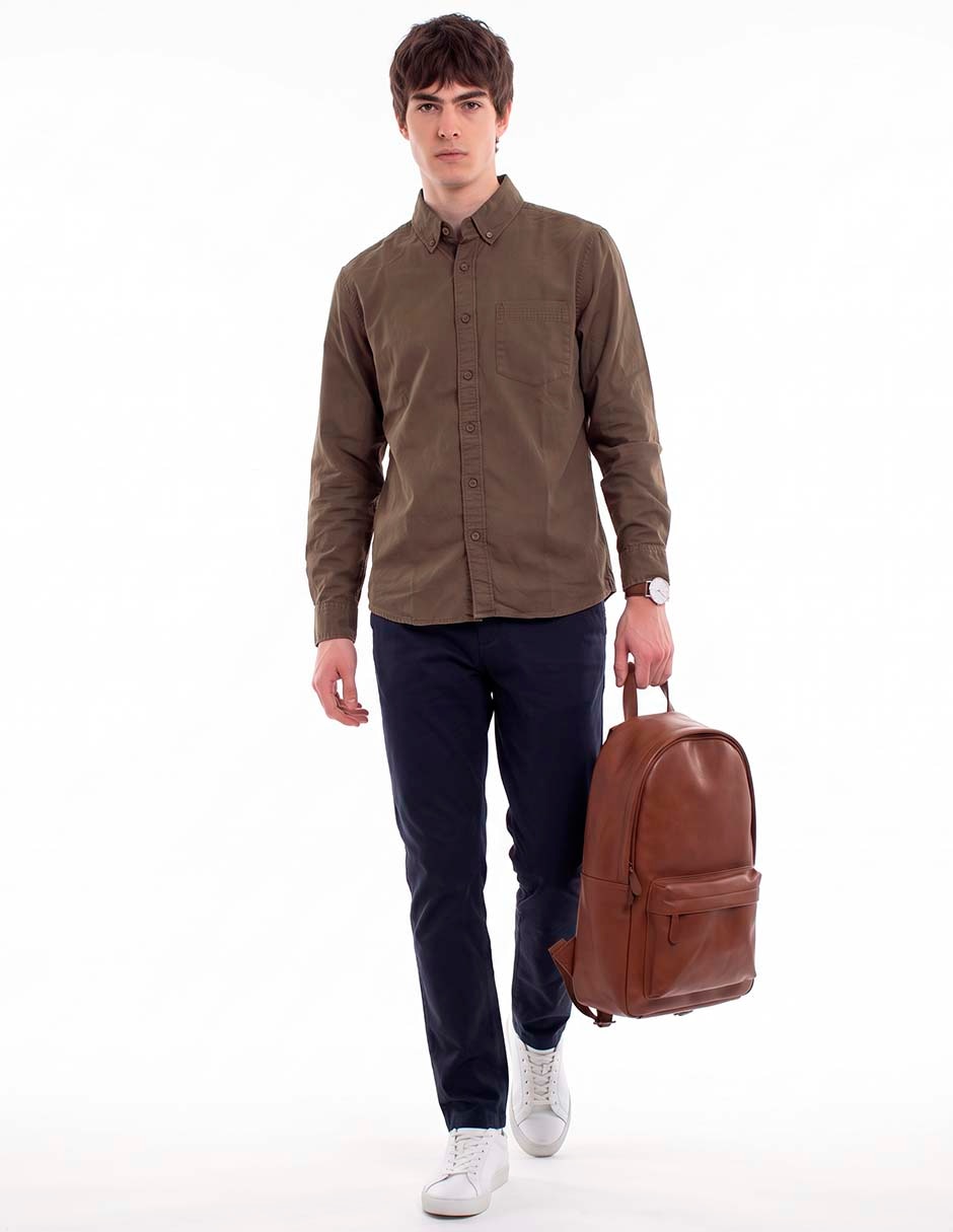 Camisa casual de algodón manga larga para hombre 4