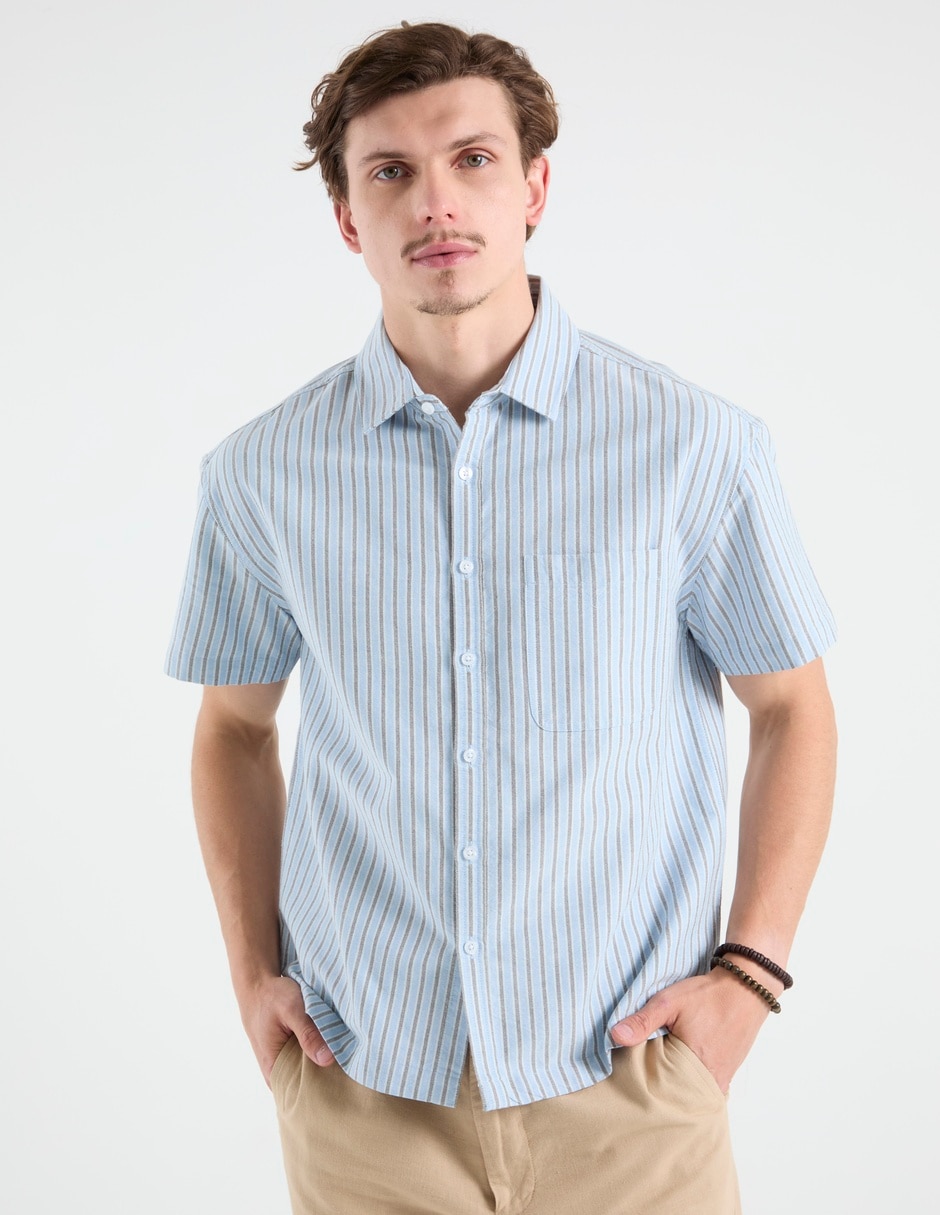 Camisa de algodón manga corta para hombre Camisa de algodón manga corta para hombre