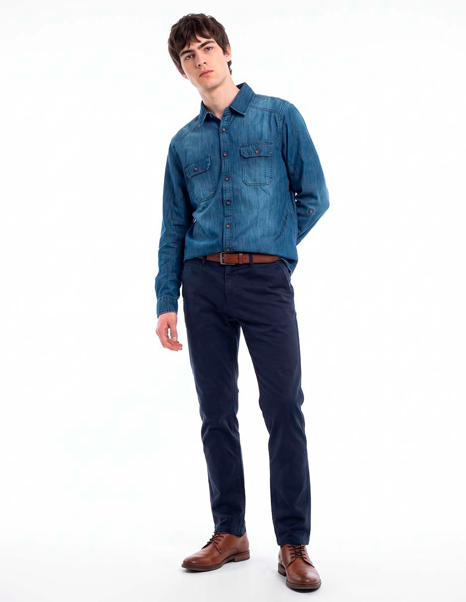 Camisa casual de algodón manga larga para hombre Camisa casual de algodón manga larga para hombre