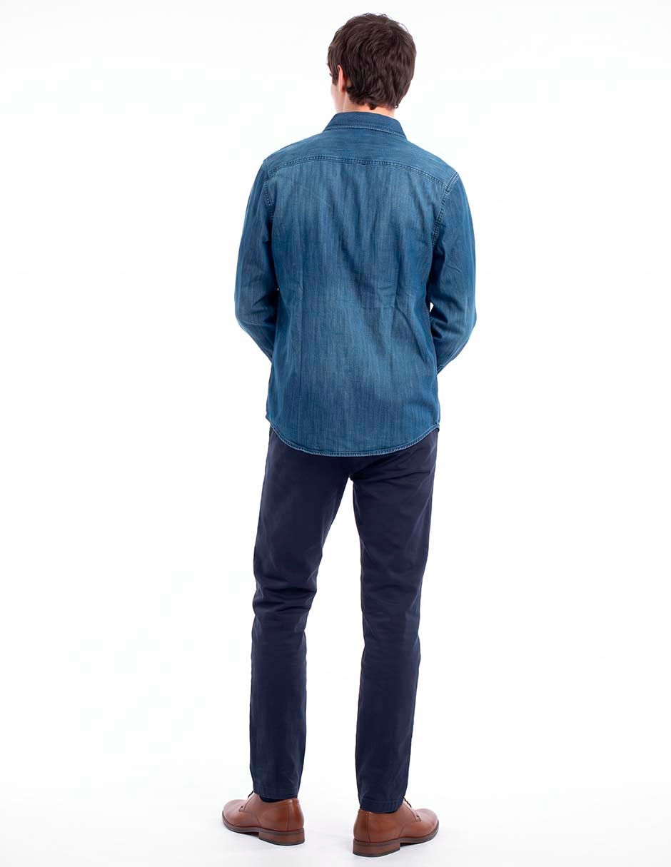 Camisa casual de algodón manga larga para hombre 4