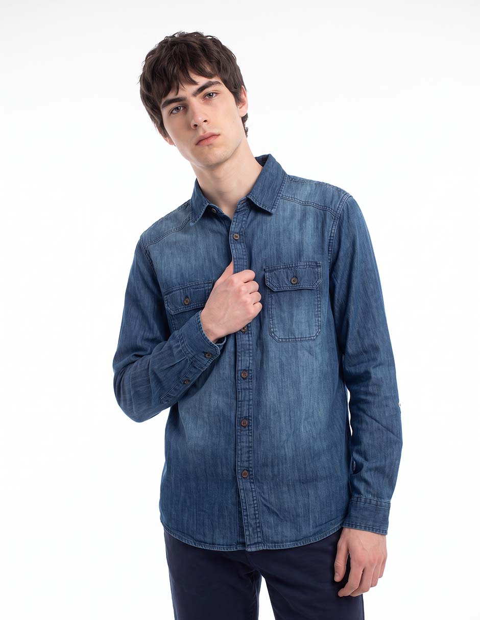 Camisa casual de algodón manga larga para hombre 3