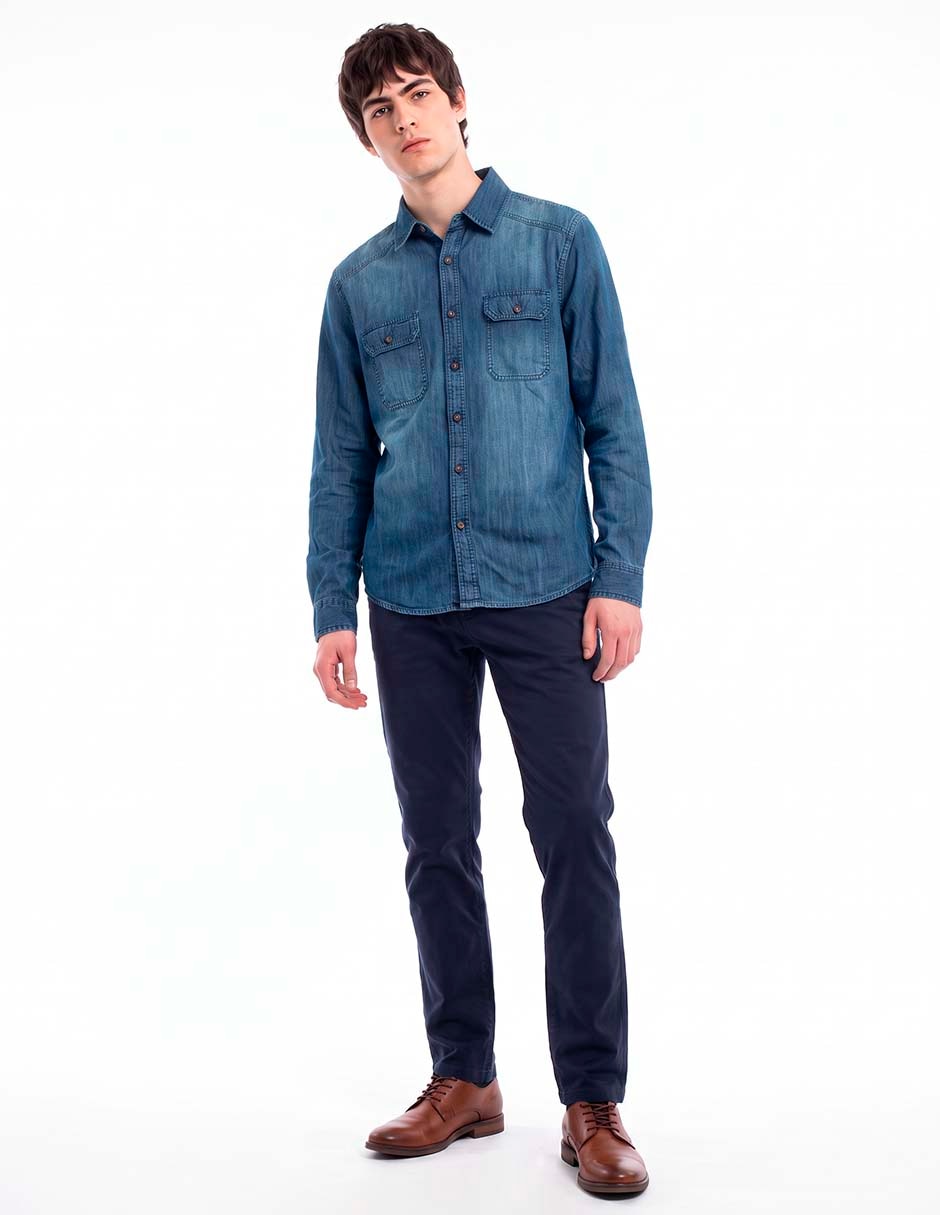 Camisa casual de algodón manga larga para hombre 2