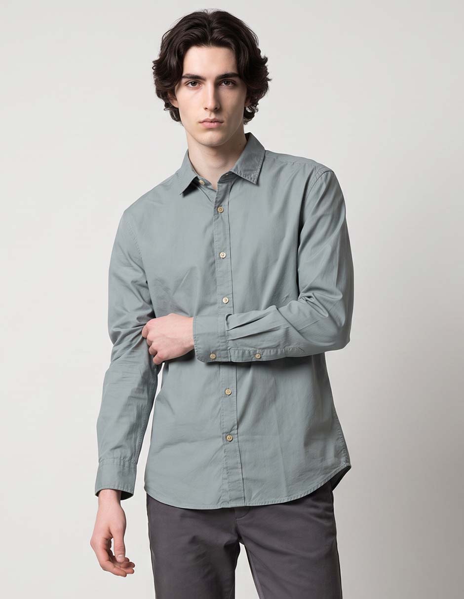 Camisa casual de algodón manga larga para hombre Camisa casual de algodón manga larga para hombre