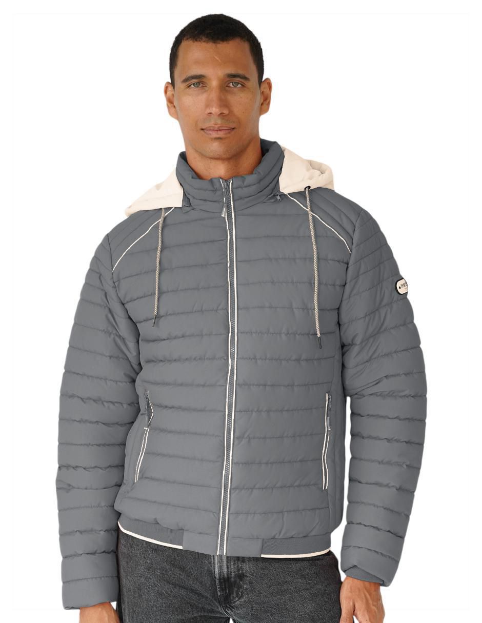 Chamarra capitonada capucha desmontable para hombre 1