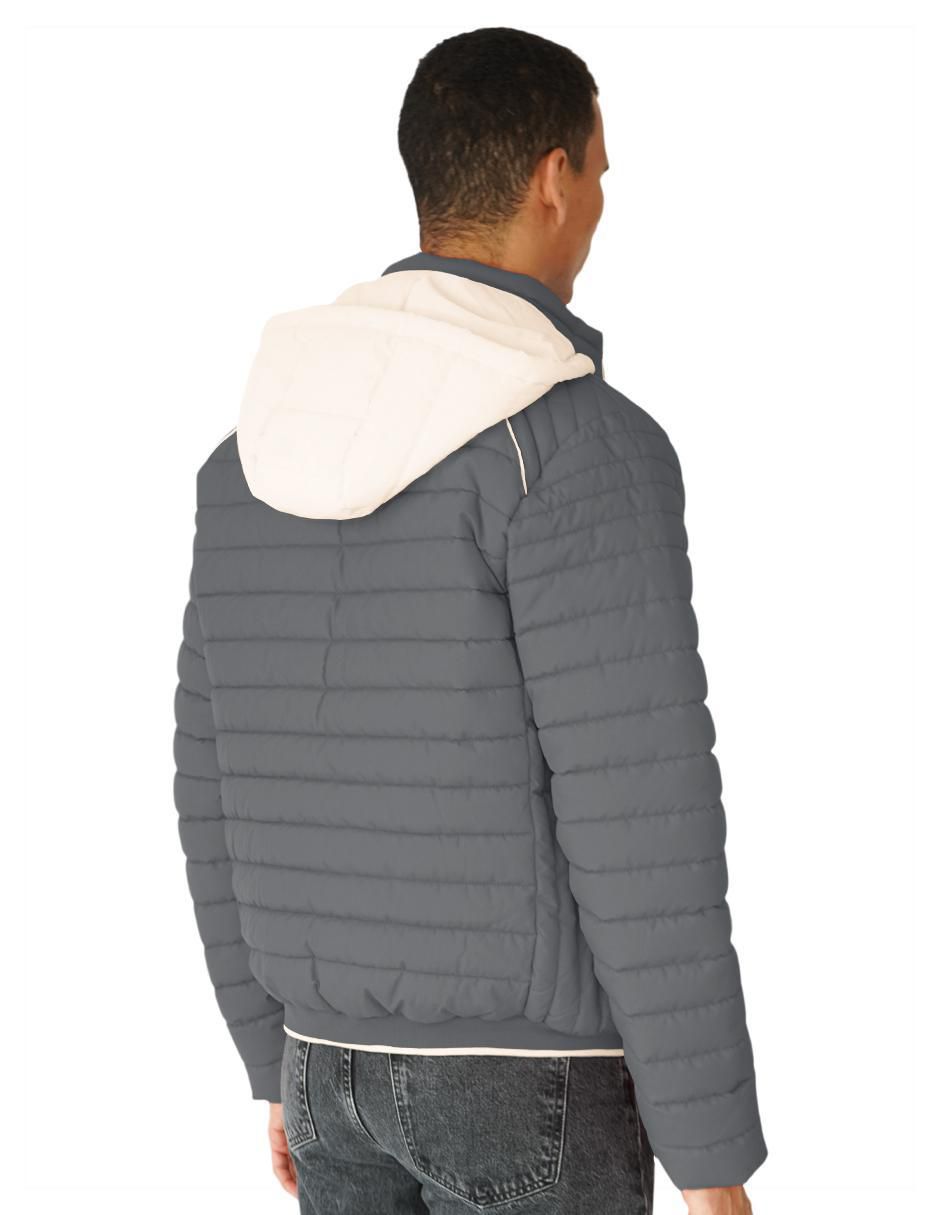Chamarra capitonada capucha desmontable para hombre 4