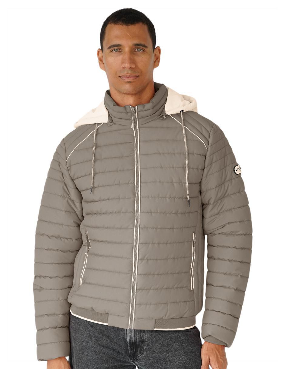 Chamarra capitonada capucha desmontable para hombre Chamarra capitonada capucha desmontable para hombre