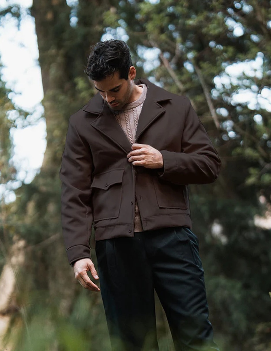 Chamarra casual con bolsillos para hombre