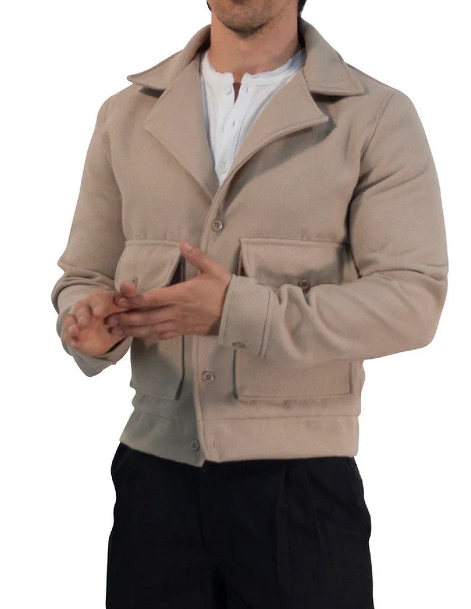 Chamarra casual John Leopard con bolsillos para hombre