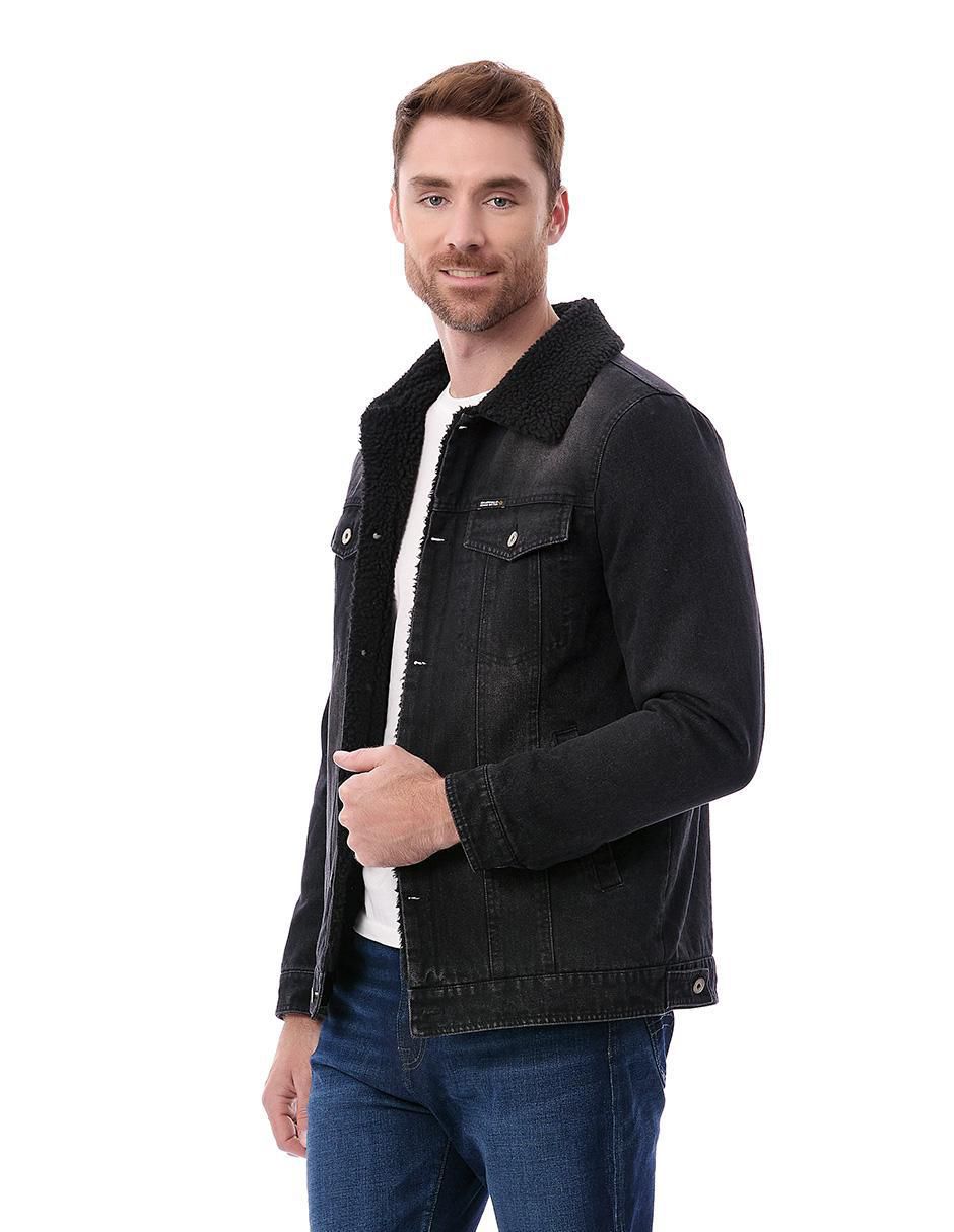 Chamarra casual de mezclilla sherpa para hombre Chamarra casual de mezclilla sherpa para hombre