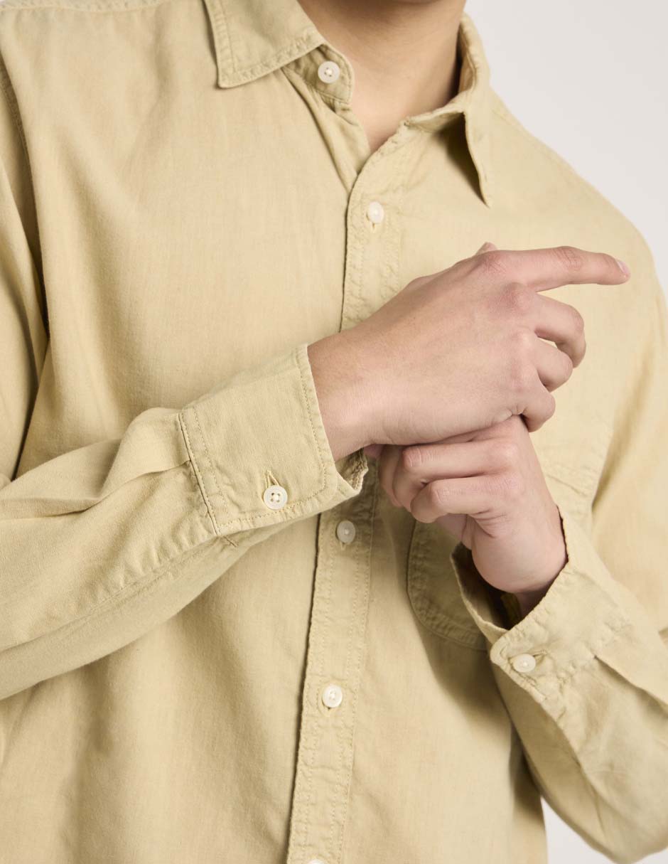 Camisa casual American Eagle de lino manga larga para hombre