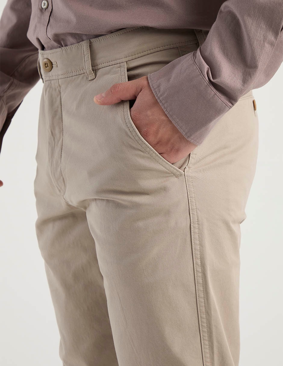 Pantalón chino regular de algodón para hombre