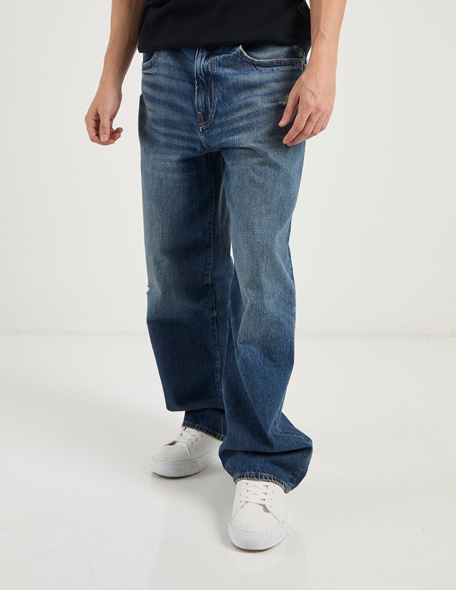 Jeans baggy lavado obscuro para hombre
