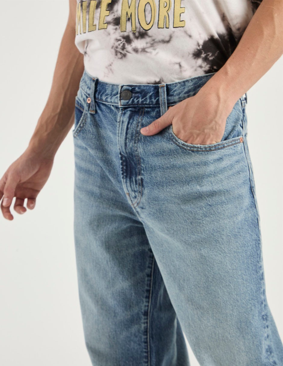 Jeans baggy American Eagle deslavado para hombre