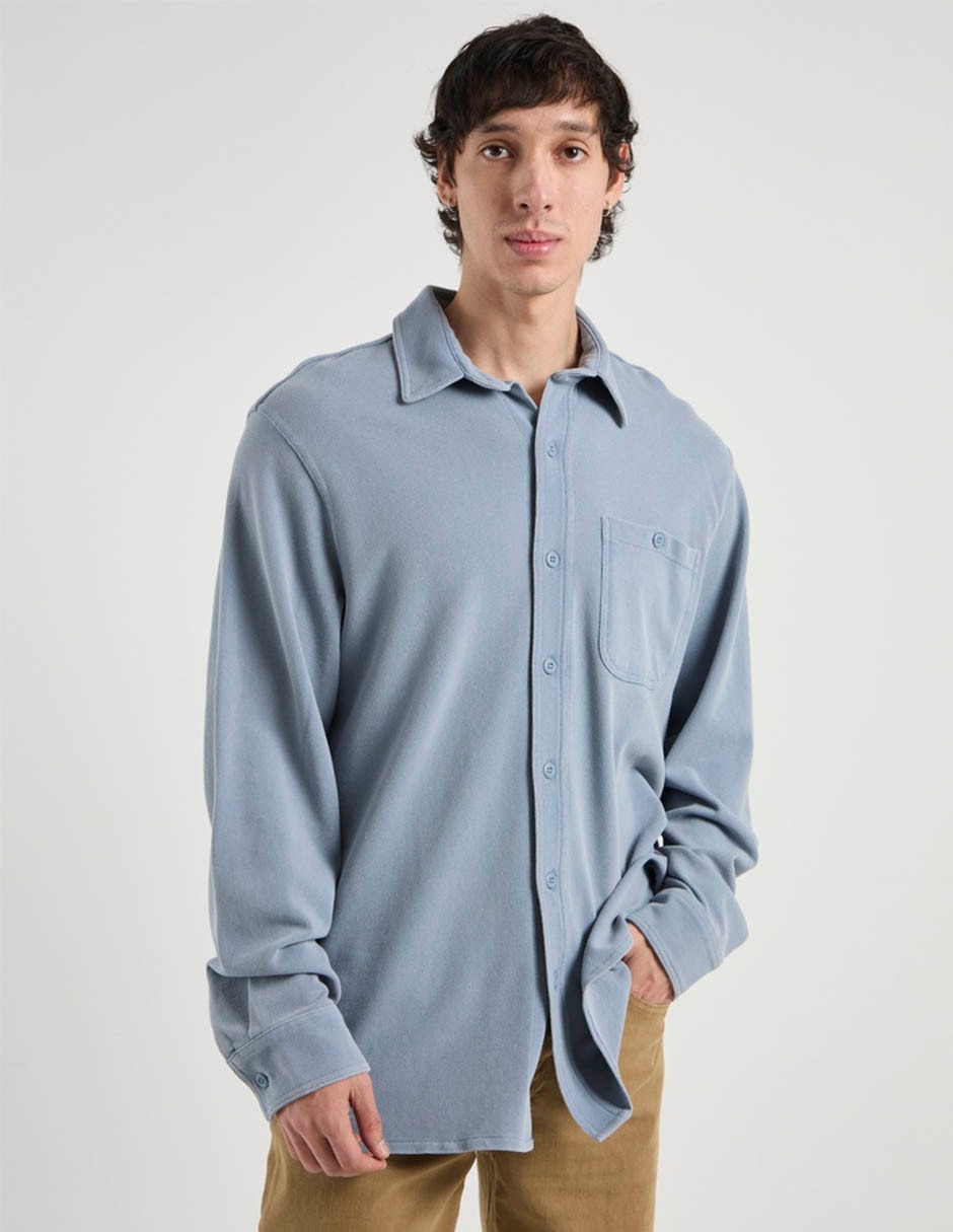 Camisa casual de algodón manga larga para hombre