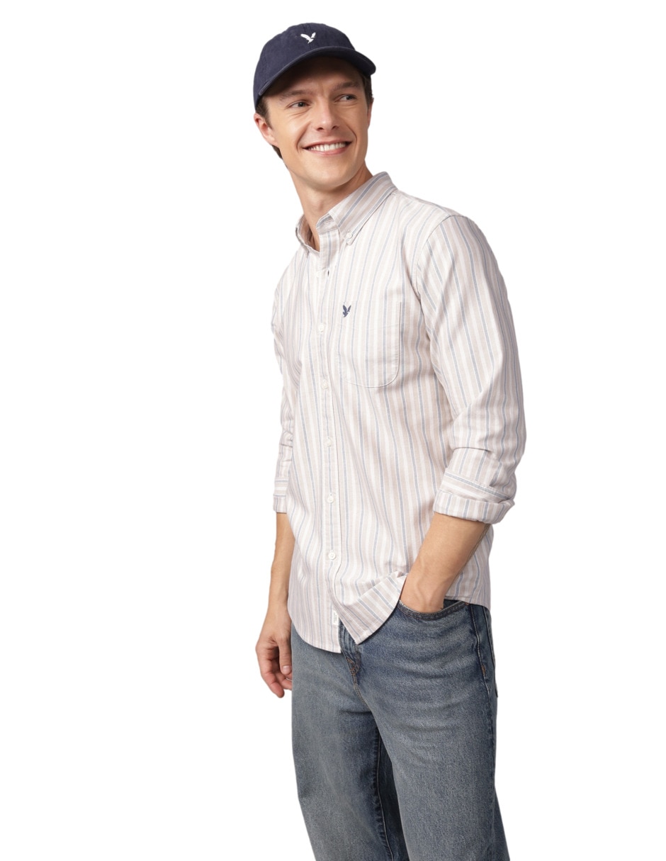 Camisa casual de algodón manga larga para hombre Camisa casual de algodón manga larga para hombre