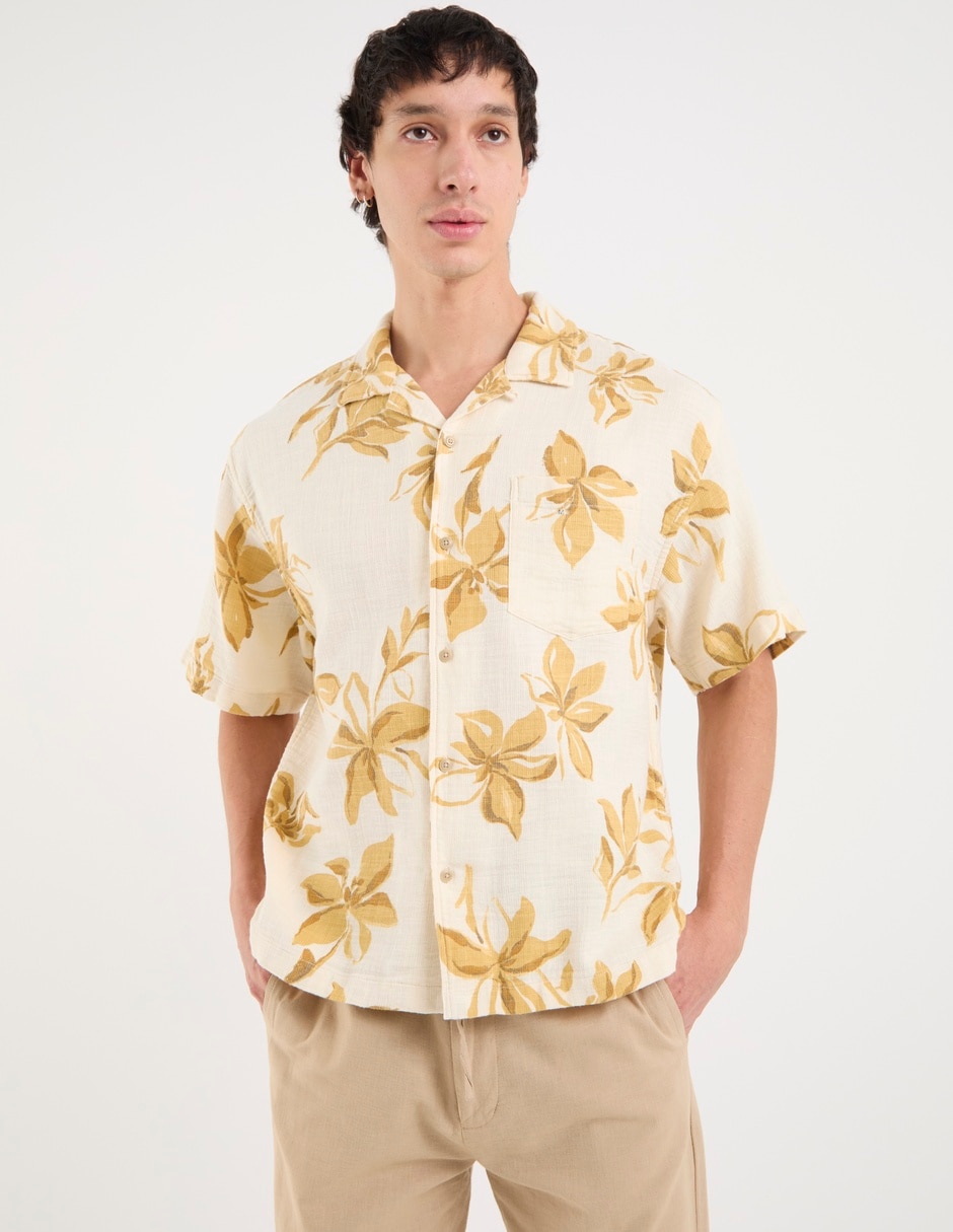 Camisa casual american eagle de algodón manga corta para hombre