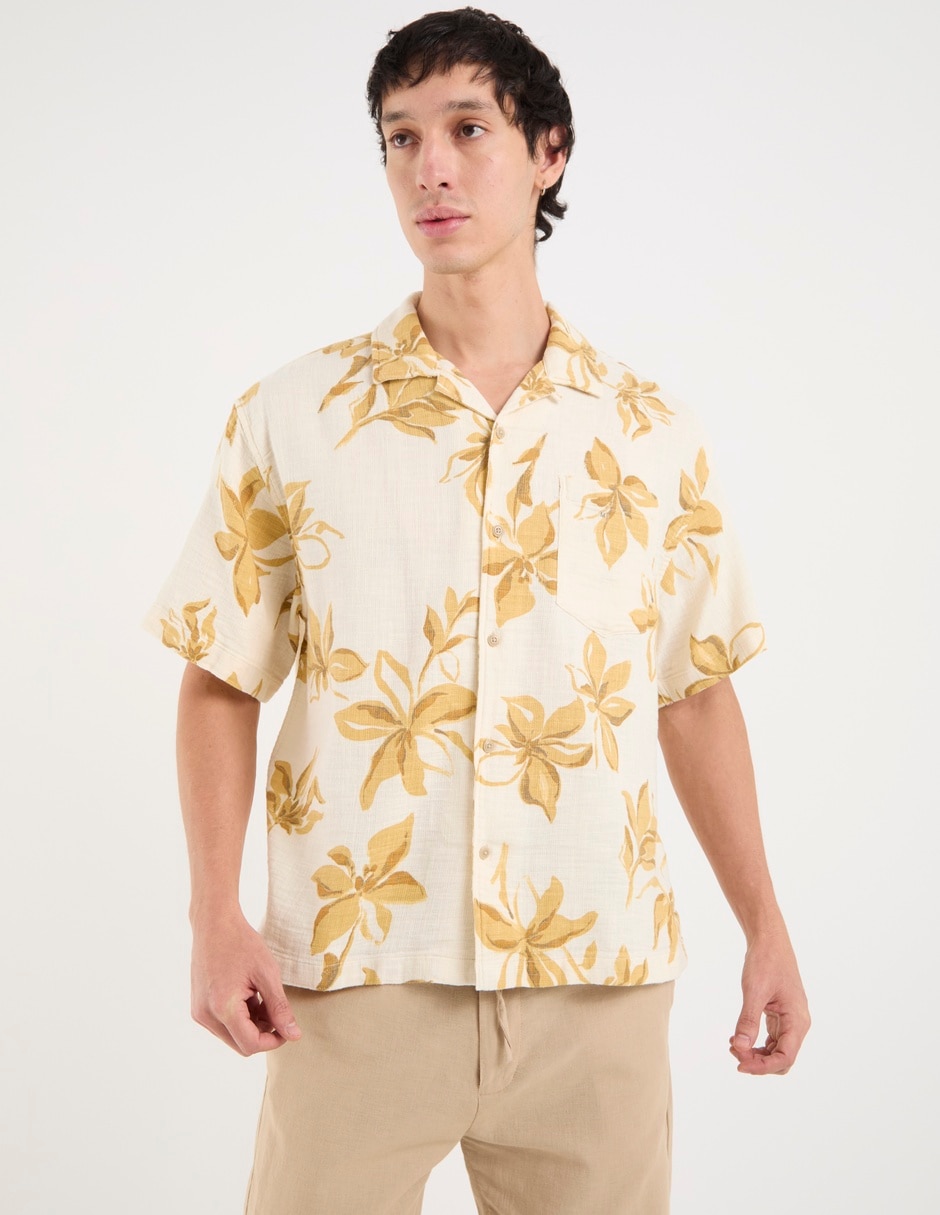 Camisa casual american eagle de algodón manga corta para hombre