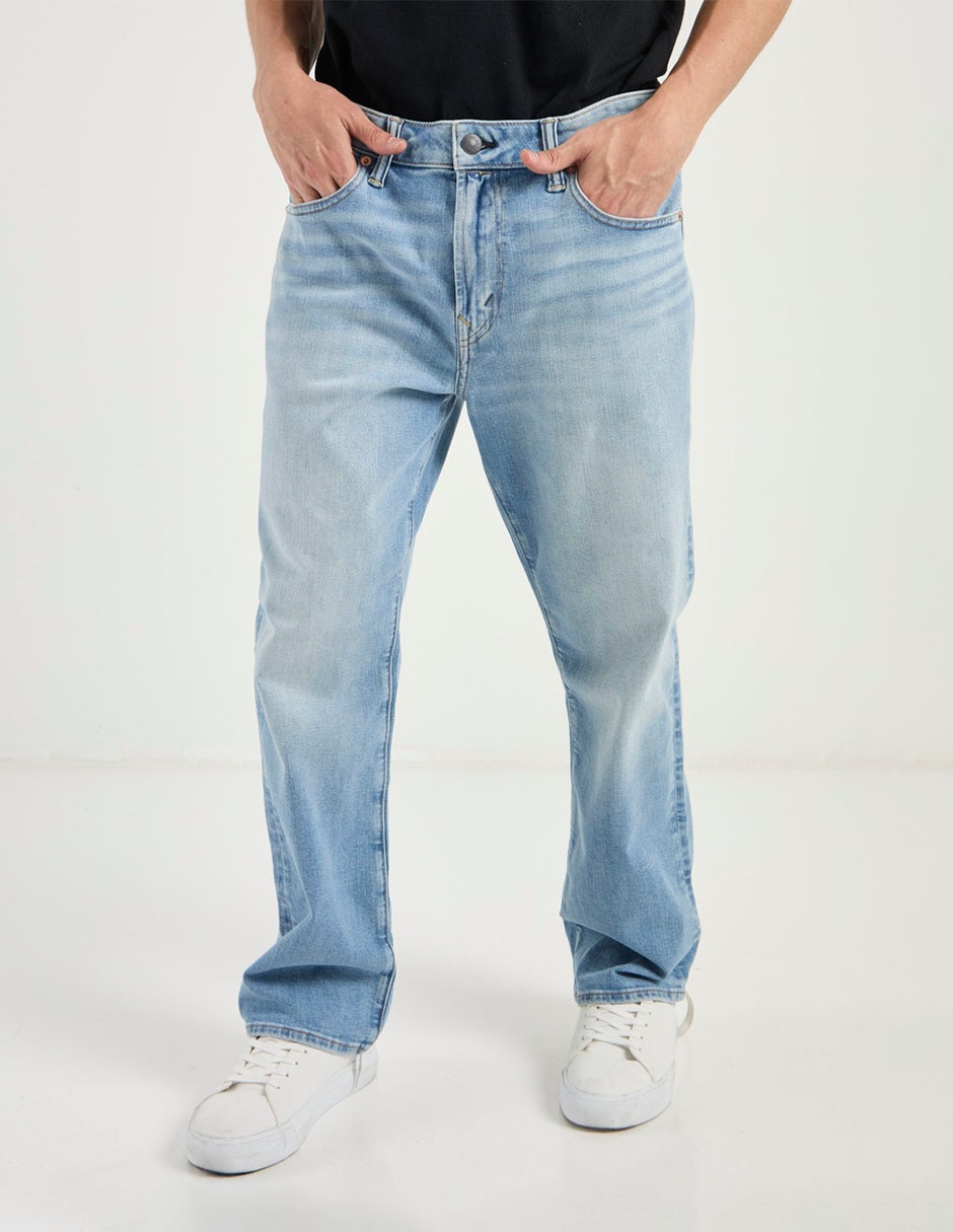 Jeans straight lavado claro para hombre