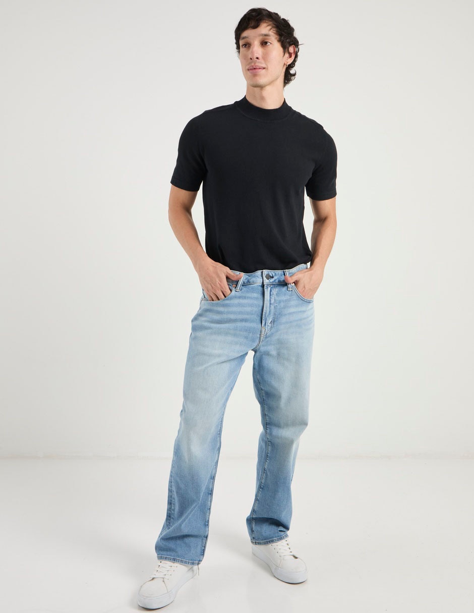 Jeans straight American Eagle lavado claro para hombre