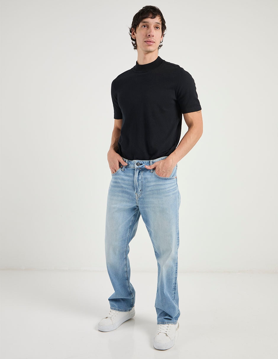 Jeans straight American Eagle lavado claro para hombre