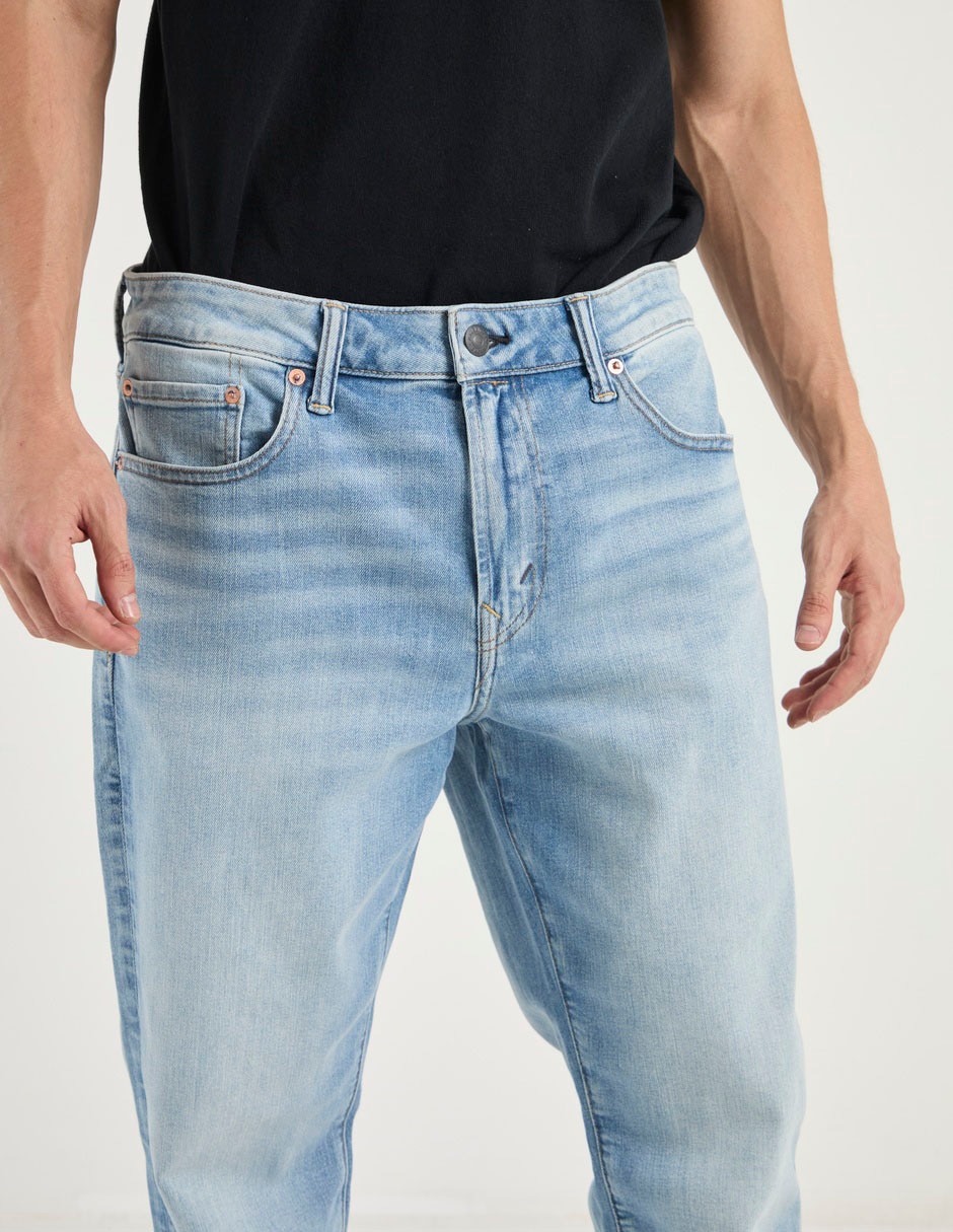 Jeans straight American Eagle lavado claro para hombre