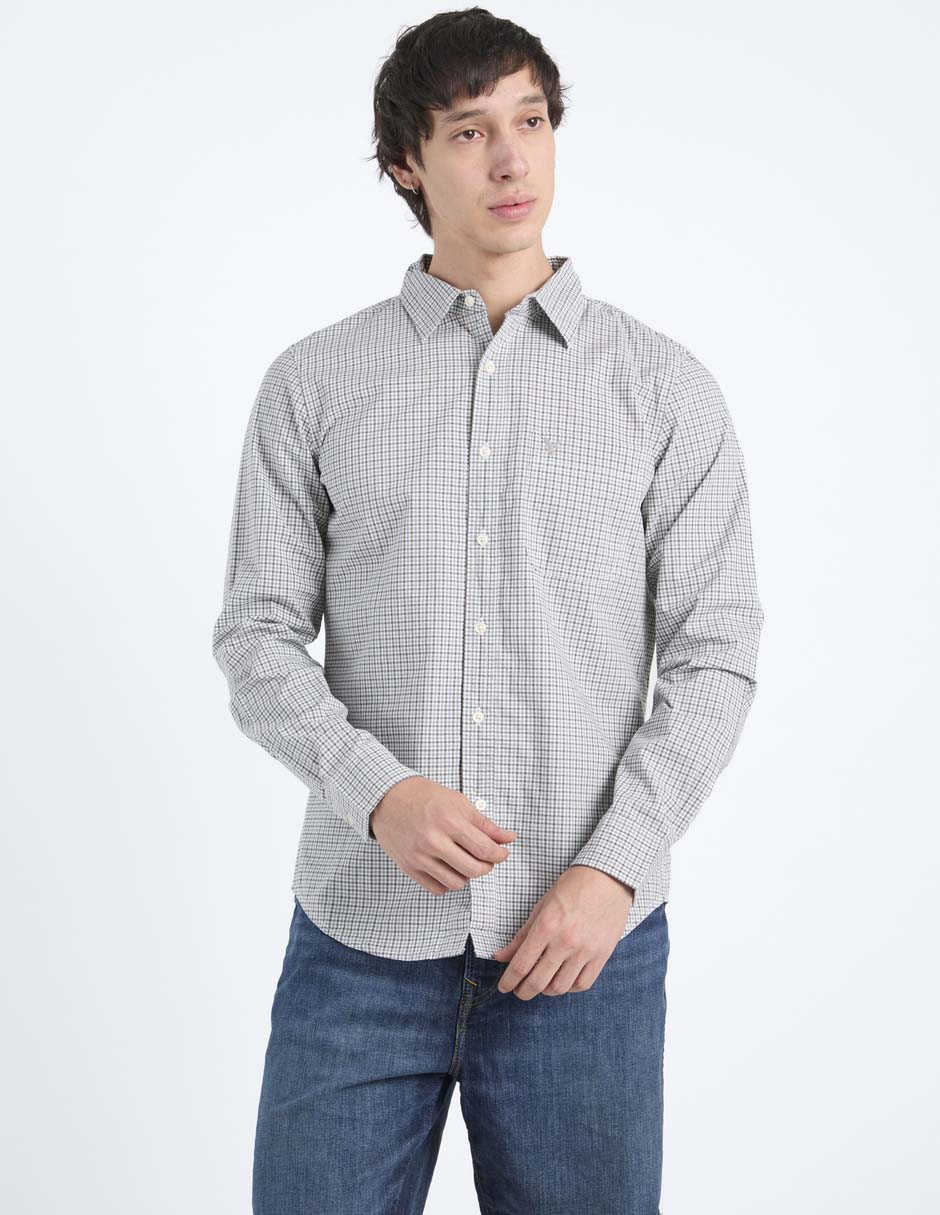 Camisa casual American Eagle de algodón manga larga para hombre