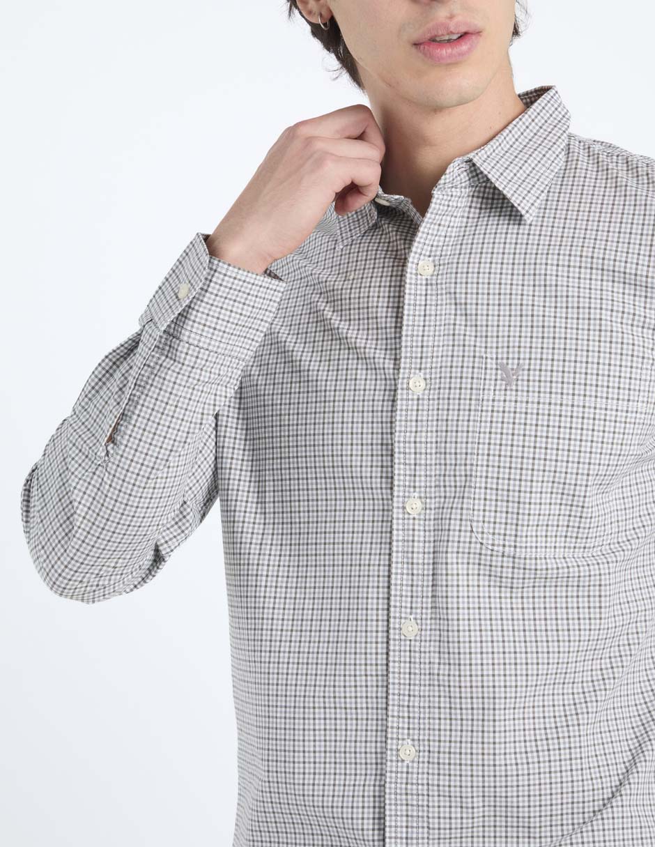 Camisa casual American Eagle de algodón manga larga para hombre