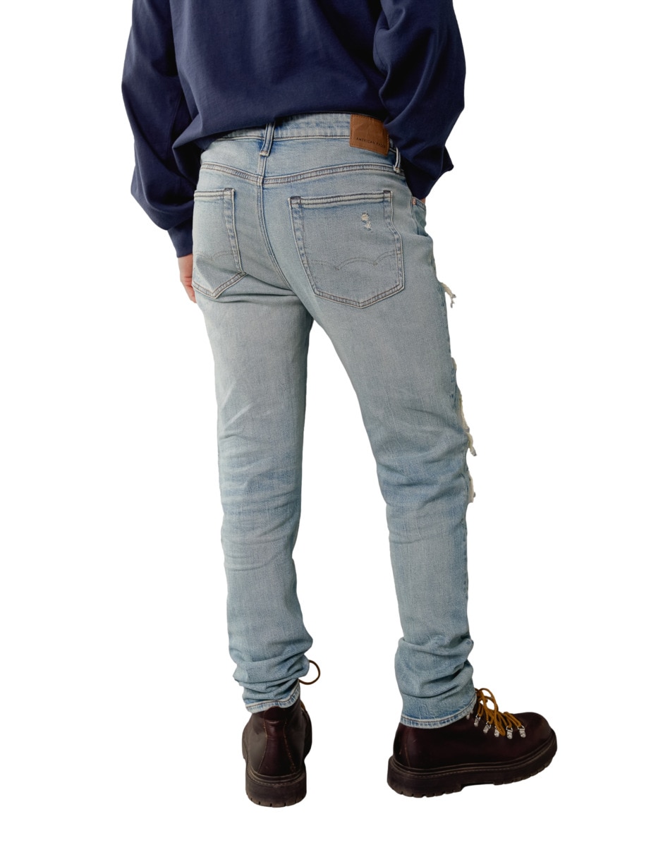 Jeans regular slim ae jeans deslavado para hombre 3