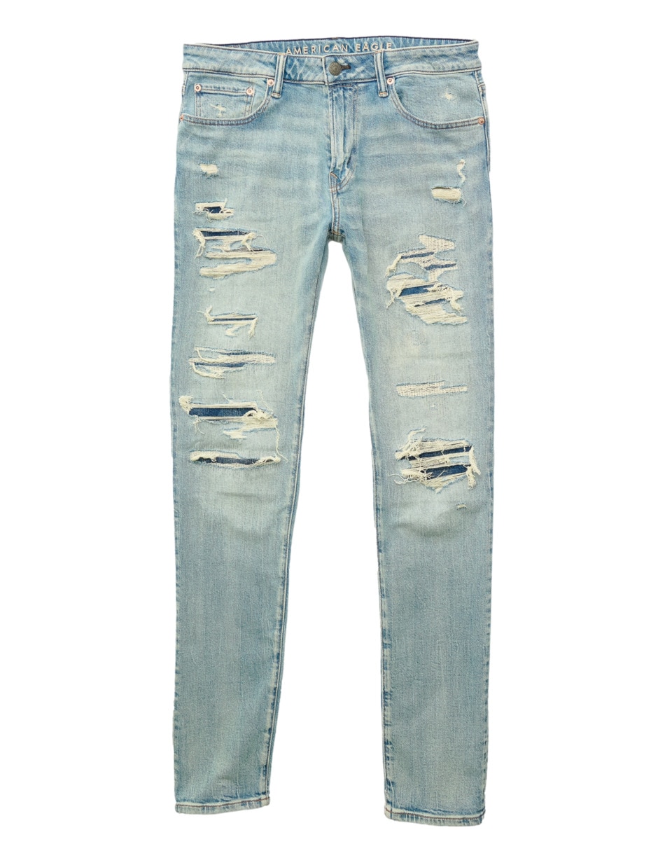 Jeans regular slim ae jeans deslavado para hombre 4