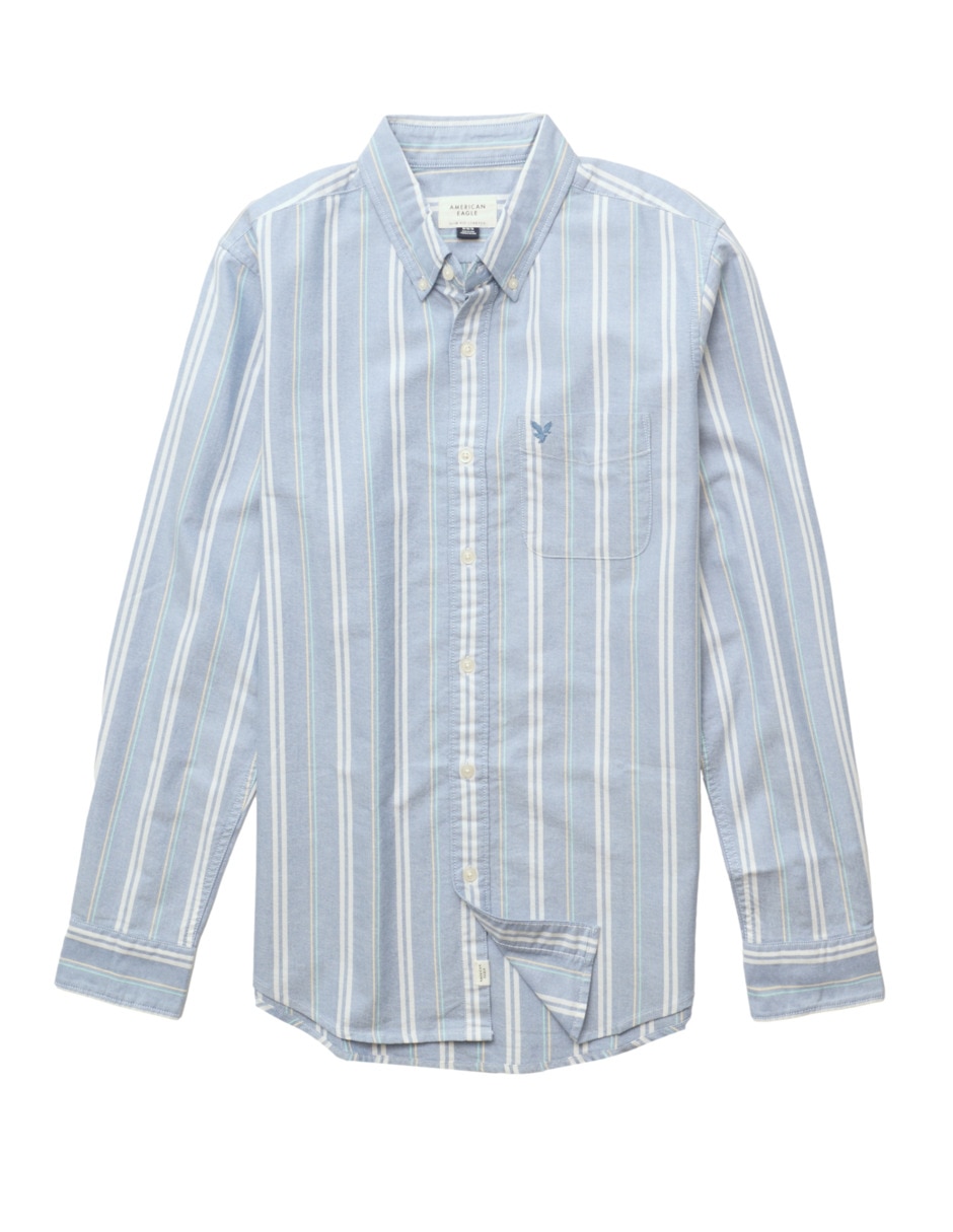 Camisa casual american eagle de algodón manga larga para hombre